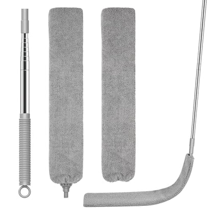 SetSail Dusters for Cleaning Retractable Gap Duster with Extension Pole Long Handle Cleaning Tools Flat Dust Cleaner with 2 Microfiber Dusting Cloths for Under Appliances Furniture Fridge