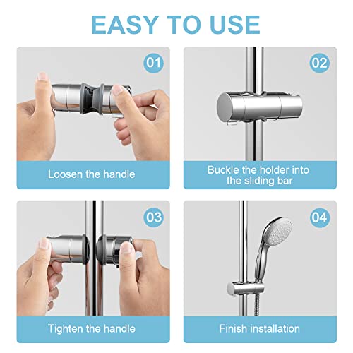 OFFO Shower Head Holder for Slide Bar Adjustable 0.71-1.00 in(18-25 mm) O.D, Adjustable Holder for Slide Bar Slider Clamp Bathroom Replacement, 360 Degree Rotation Sprayer Holder, Chrome Plated