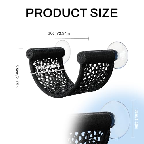 Betta Fish Hammock, White Floating Resting Leaf with Suction Cup - Aquarium Perch Ledge for Bettas, Shrimp, and Nano Fish - Minimalist Tank Decor & Accessory (Black)