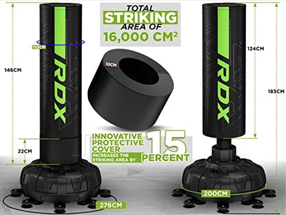 RDX XXL 330LBS Freestanding Punching Bag with Cover & Gloves – 72” Adult Heavy Pedestal Punch Bag Set - 17 Suction Cup 8 Extended Legs Stand Base - Kick Boxing MMA Home Gym Fitness - color: Green