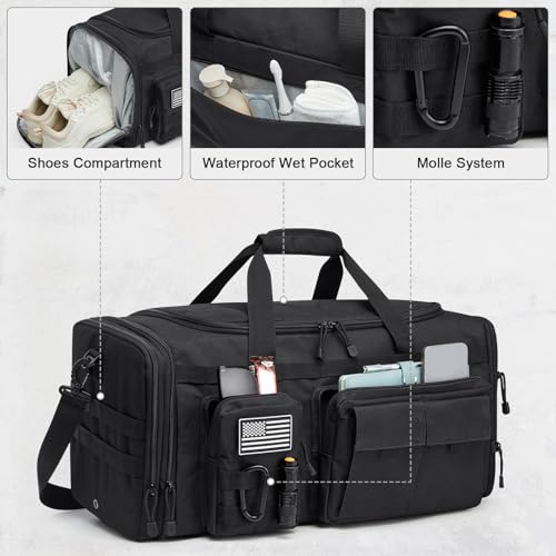 G4Free 3-in-1 Expandable Duffle Bag for Travel Gym, Large Duffel Backpack - color: Black