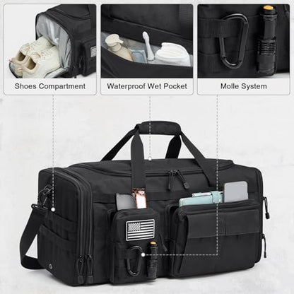 G4Free 3-in-1 Expandable Duffle Bag for Travel Gym, Large Duffel Backpack - color: Black