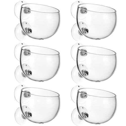 6 Pieces Aquarium Plant Holder Pot Aquarium Decor Crystal Glass Aquatic Plant Cup with Suction Cups Aquarium Fish Tank Decorations