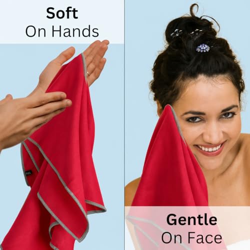 Backpacking Ultralight Quick Dry Microfiber Soft Fast Drying Hand and Face Towel Wash Cloth Camping Yoga Hiking Active Lifestyle (Red, Medium16x28) - color: Red, size: Medium