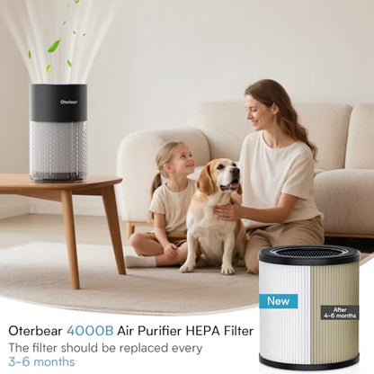 Set of 1 Replacement Filter - Compatible with Oterbear 4000B Air Purifier - HEPA Activated Carbon Filter for Home Bedroom Smoke, Dust, Odors, Pollen, Pet Dander removal