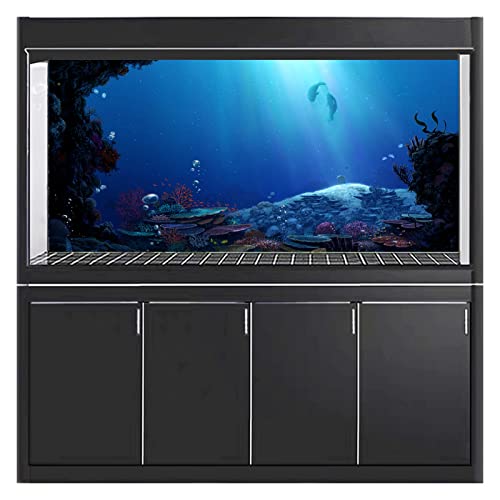 NIMOSA 3D Fish Tank Background Backdrop Univeral Aquarium Decorative Paper - Deep Sea Coral Rocks Aquarium Background Poster PVC Self Adhesive Fish Tank Decor Landscape,42x30cm
