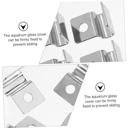 ORFOFE 4pcs Stainless Steel Glass Lid Brackets for Aquarium Easy to Install Clips for Fish Tank Covers Supports for Turtle and Snake Tanks Compact Design