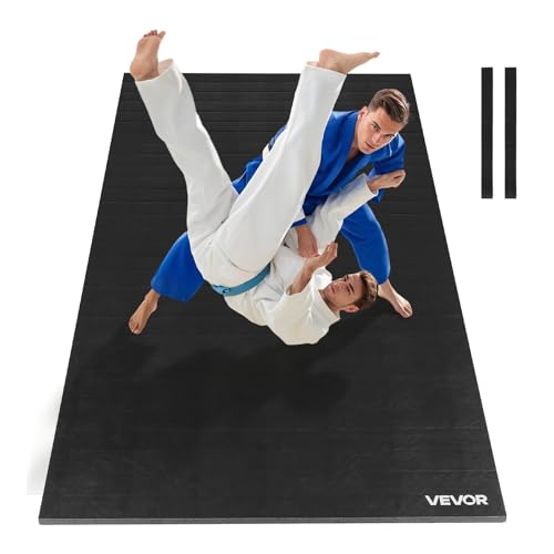VEVOR Wrestling Mat, Martial Arts Thick Mat for Home Gym Exercise, PVC or Inflatable Training Mats with Circles,for Gymnastics, Tatami, Jiu Jitsu BJJ MMA Judo, Black - color: Black PVE, size: 10*5ft