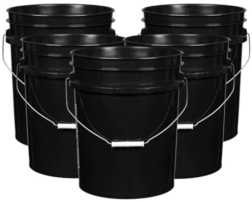 5 Gallon Premium HPDE Plastic Bucket - Made in USA Food Grade Storage Container, BPA Free All Purpose Pail (5, Black) - color: Black
