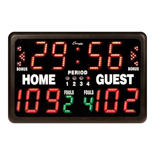 Champion Sports Electronic Scoreboard, Multi-Sport Tabletop Indoor, 24" L x 16" H x 10" D, Black, (Model: T90)