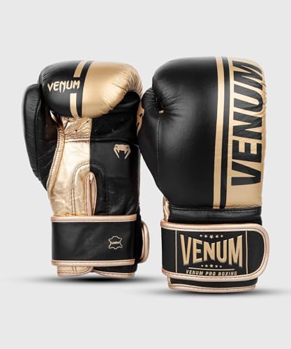 Venum Shield Pro Boxing Gloves - color: Black/Gold, size: 12oz, style: Hook and Loop