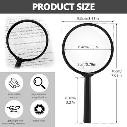 10X 30X Magnifier, Handheld Magnifying Glass for Reading, 84mm Shatterproof Lens, Soft Handle for Adults Close Work, Seniors Reading and Nature Exploration, Hobby Observation