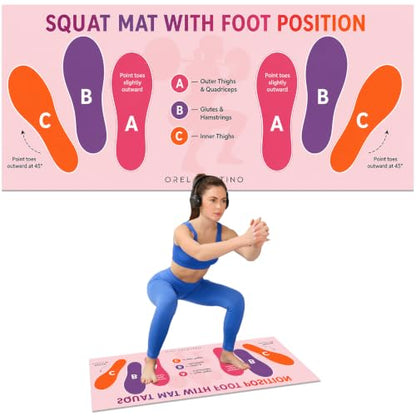 Squat Mat with Foot Position, Non-Slip Workout Mat for Safe Squat - color: Rose