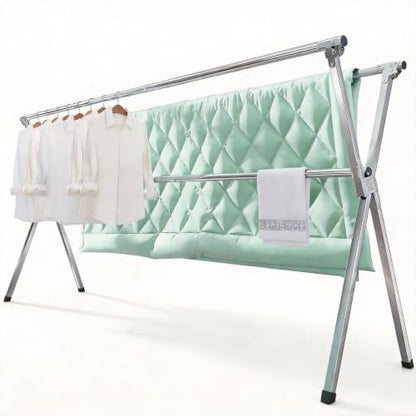 Clothes Drying Racks Outdoor, Updated Version,Stainless Steel Laundry Drying Rack for Indoor Outdoor and The Balcony,Length Adjustable Saves Space,with Windproof Hooks - size: 95.00 inches