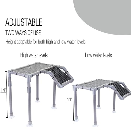 Extra Large Standing Turtle Basking Platform, 13.4" Width Turtle Basking Area with Ramp, DIY Turtle Tank Accessories, PVC Basking Dock for Aquatic Turtles for 75/90/120 Gallon
