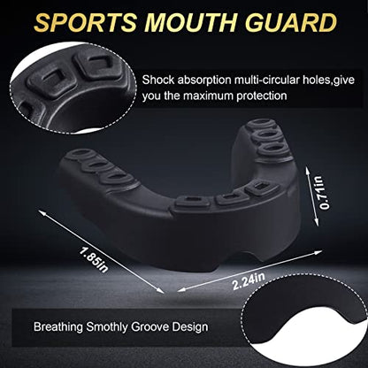 BBTO 6 Pack Kids Youth Mouth Guard for Football Sports, Boys Girls Mouthguard with Case, Soft Mouth Guard for Hockey Boxing Basketball, Ages 4+ - color: Dark Blue, Black