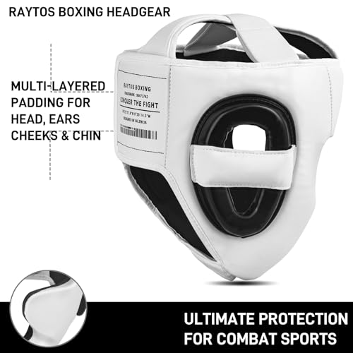 Black & White Boxing Headgear Set - 2-Pack Professional Lightweight Open Face Head Guards with Breathable Protection, Secure Fit for MMA Muay Thai Kickboxing Sparring Training