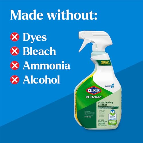 CloroxPro EcoClean Disinfecting Cleaner Spray Bottle, 32 fl. oz. | Disinfects in 2 Minutes, Sanitizes in 15 Seconds, Kills 99.9 Percent of Flu Viruses and SARS-CoV-2, Bleach Free - size: 32 Fl Oz (Pack of 1)