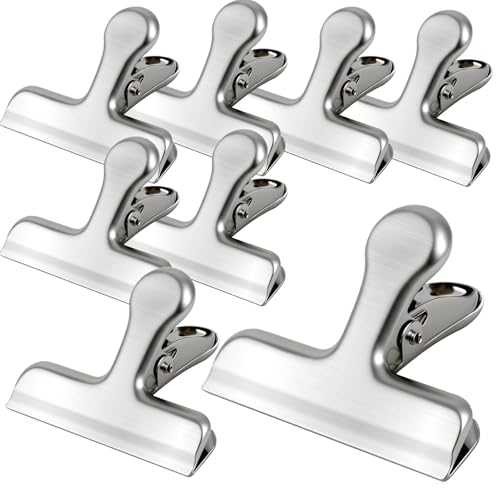 7cm Airtight Metal Chip Clips Set of 8, Rust-Proof Kitchen Bag Clips for Food Preservation, Secure Snack Clip with Wide Jaw for Thick Bags, Heavy Duty Clamps