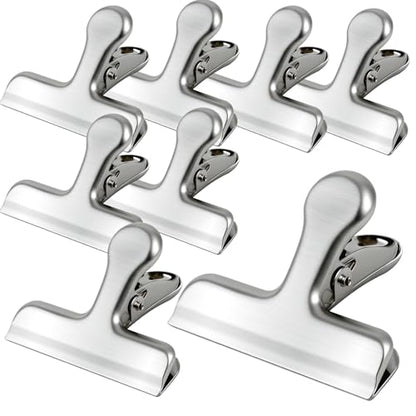 7cm Airtight Metal Chip Clips Set of 8, Rust-Proof Kitchen Bag Clips for Food Preservation, Secure Snack Clip with Wide Jaw for Thick Bags, Heavy Duty Clamps