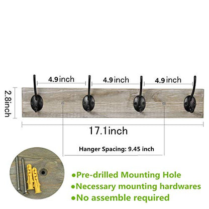 Wall Mounted Coat Rack, Wooden Entryway Vintage Rustic Coat Rack - size: Alloy 4-Hook