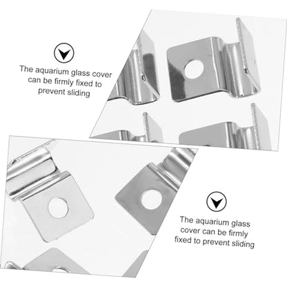 POPETPOP Fish Tank Accessories 4Pcs Fish Tank Glass Aquarium Cover Clip Support Holder Stainless Steel - Slip Aquarium Accessories Universal Lid Clips 0. 6cm Rimless Aquarium