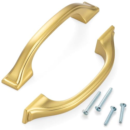 10 Pack 3 Inch Hole Centers, Brushed Gold Cabinet Pulls Gold Cabinet Handles Gold Kitchen Hardware for Cabinets ZP2409 Drawers Bedroom Dresser Bathroom Vanity Cupboard Closet - color: Brushed Gold, size: 3" Hole Centers-10 Pcs