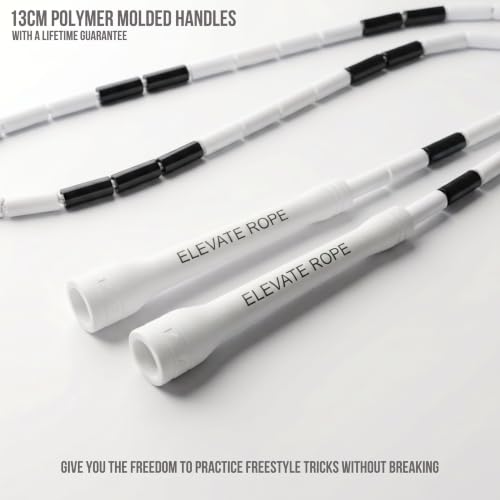 Elevate Rope Beaded Jump Rope, 1 in Beads, 10 ft Adjustable, Segmented - color: Black/White