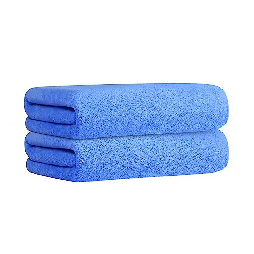 JML Large Microfiber Bath Towels Set for Adult, 2 Pack 30" x 60", Blue - color: Microfiber Blue, size: 2 Pack (30 in x 60 in)
