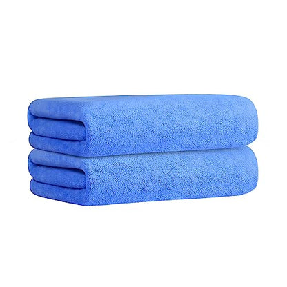 JML Large Microfiber Bath Towels Set for Adult, 2 Pack 30" x 60", Blue - color: Microfiber Blue, size: 2 Pack (30 in x 60 in)