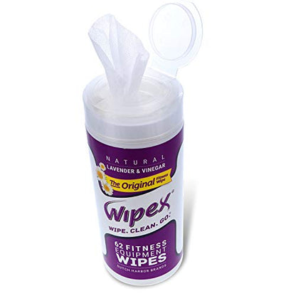 Wipex Original Natural Fitness Equipment Wipes - EWG Verified- Plant-Based Lint Free Cloth - Gym Wipes for Equipment, Yoga Mat, Peloton, Lavender and Vinegar, 50 Count (Pack of 3) - size: 50 Count (Pack of 3)