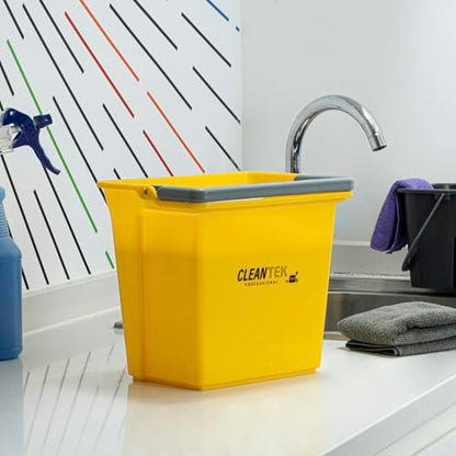 Restaurantware-Clean Tek Professional 6 Quart Cleaning Bucket, 1 Utility Pail with Handle - Heavy-Duty, Portable, Yellow Plastic Washing Pail, Perfect for Household, Outdoor, Car Wash and More