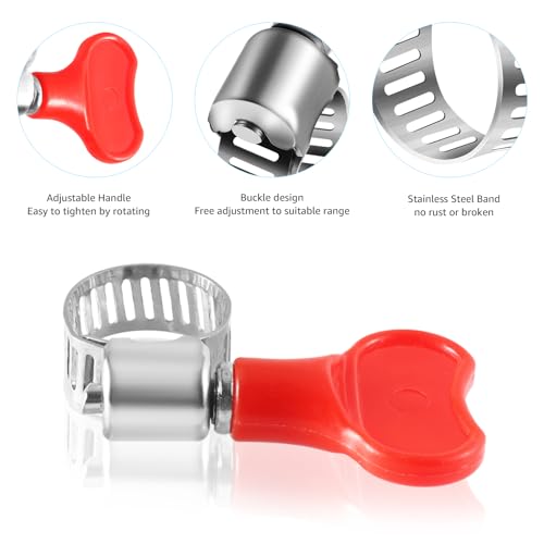 Worm Gear Hose Clamps, 12 Pack Upgraded Adjustable Tube Clamps Stainless Steel Hose Clamps for Home Brewing Beer Line Hose Clamps Gas Tube Clamps 8-12mm (5/16-1/2 inch, 3/8 inch)