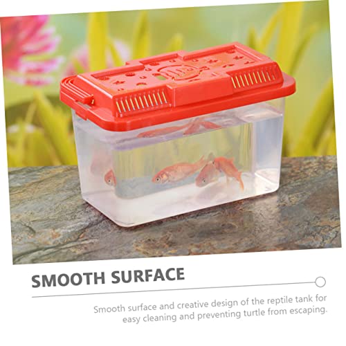 2Pcs Portable Fish Tank Handheld Aquarium Transparent Turtle Box for Reptiles Hamsters and Betta Fish Pet Carrier Container with Handle Random Color