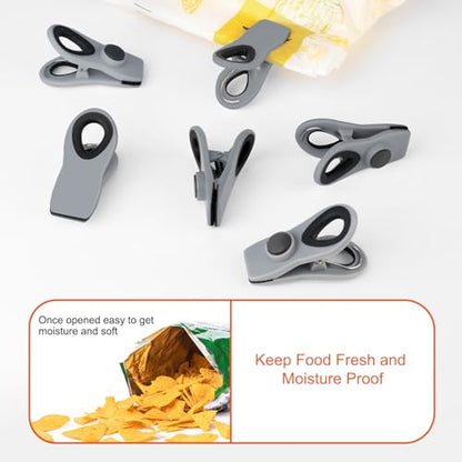 Chip Clips, Magnetic Bag Clips with Air Tight Seal for Food Storage, 12 Pieces (Gray) - color: 12pcs Gray