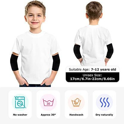Kasyat 2 Pairs Kids Elbow Compression Sleeves Brace for Gym, Medium, Sports | Knit Breathable, Joint Support in Weight Lifting Basketball, Boys Girls Teen Athletic Arm Sleeve, Reduces Strain - size: Medium