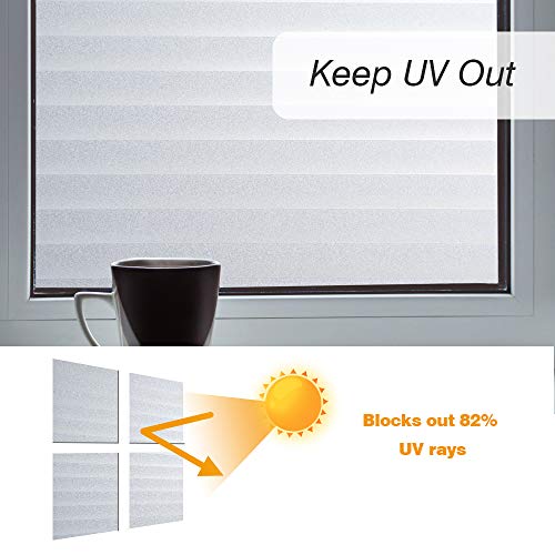 Privacy Window Film, Non Adhesive White Strips Removable Vinyl Glass Film,Faux Shutter Blinds Static Cling Glass Covering for Home Office Security Protection UV Blocking(23.6X78.7 inches) - size: 23.6X78.7 inches