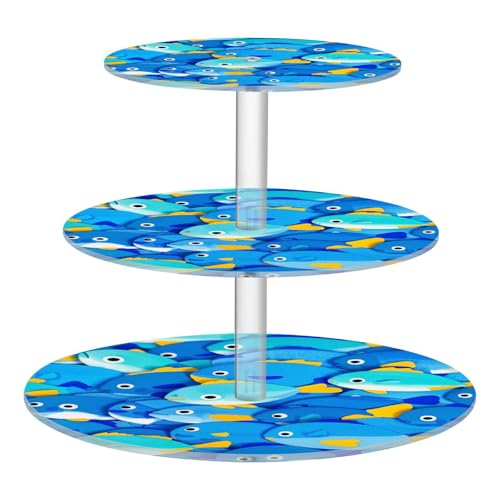 Cute Cartoon Fish Blue Transparent Acrylic Tray Spill-Proof Three-Layer Pallet Store Sundries In The Entrance Hall