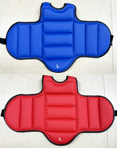 Reversible Karate Sparring Chest Guard, Taekwondo Boxing MMA Martial Arts Muay Thai Kickboxing Training Body Protector - color: Red/Blue, size: X-Large
