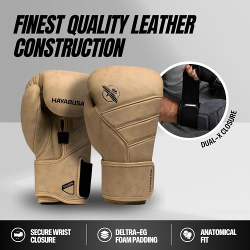 Hayabusa T3 LX Leather Boxing Gloves - color: Tan, size: 14oz