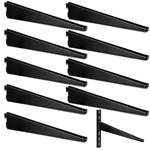 Yalikop 10 Pack dual track shelf bracket for Double Track System adjustable shelf brackets Closet Organization Heavy Duty Wire Shelf Brackets (White,11.5 Inches) - color: Black, size: 7 Inches