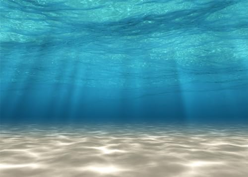 BELECO 5x3ft Fabric Underwater Backdrop Blue Sea Underwater World Ocean Waves Sandy Beach Sunlight Rays Background Aquarium Backdrop Undersea Party Decorations Baby Shower Birthday Photo Props