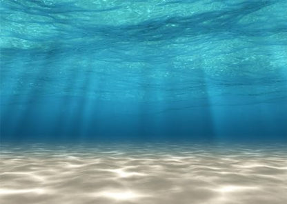 BELECO 5x3ft Fabric Underwater Backdrop Blue Sea Underwater World Ocean Waves Sandy Beach Sunlight Rays Background Aquarium Backdrop Undersea Party Decorations Baby Shower Birthday Photo Props