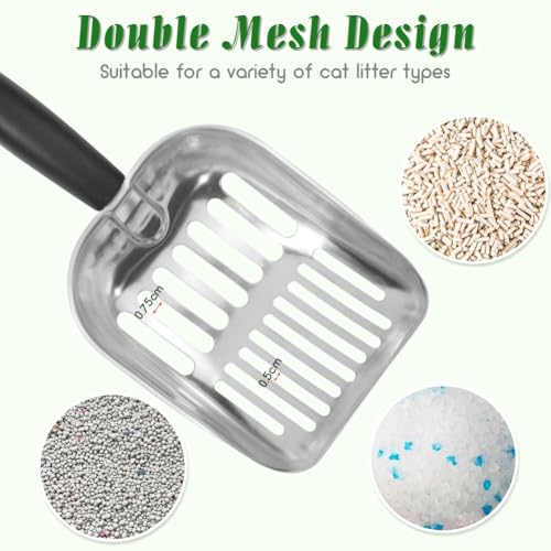 Cat Litter Scoop -Metal Cat Litter Scoop-Sturdy Mesh Scooper - Mesh Shovel-Easy to Clean - Suitable for Cat Litter Box -Black - color: Black, size: L-1