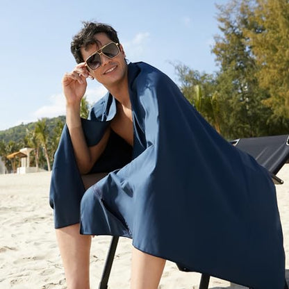 Rainleaf Microfiber Towel Quick Dry Camping & Travel & Gym Towel. Compact - color: Navy Blue, size: 40.00" x 20.00"