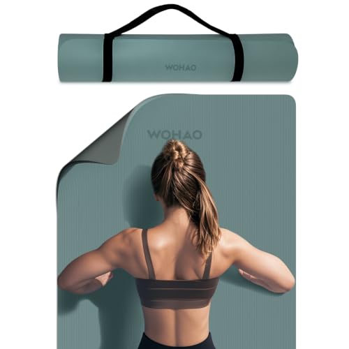 8mm Thick Yoga Mat Non Slip for Women Men - color: Dark green+Dark grey