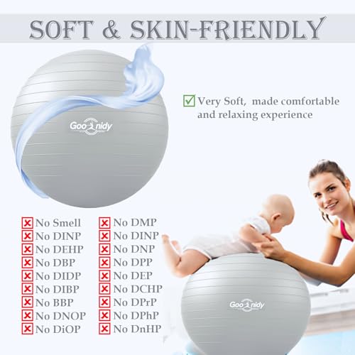 Soft Exercise Ball, Yoga Pregnancy Ball Chair, Pilates Equipment with Pump - color: Gray, size: M(19-22inch/48-55cm)