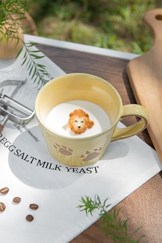 DIHOclub Lion Coffee Mug Ceramic 3D Wild Animal Inside Cup,Cute Cartoon Handmade Figurine Mugs,Holiday and Birthday Gift for Coffee Milk Tea Lovers,12 OZ (Yellow Lion) - color: Yellow Lion