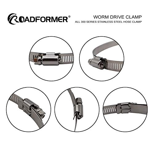 5" Worm Gear Hose Clamp - SAE 80 Size, Full Stainless Steel with 1/2" Band Width, Working Range 116mm - 140mm Hose Clamps,10 Pack