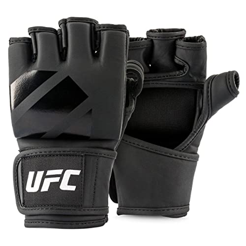 UFC Tonal MMA Gloves (Black, Small) Grappling Fighting Fingerless Training Gloves